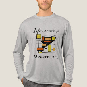 "Leben, Moderne Kunst" Orange, Gelb, Schwarz Forme Tri-Blend Shirt