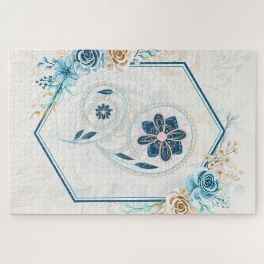 "Leben neu beleben" Blaue Aquamarine Blumenkultur Puzzle (Horizontal)