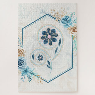 "Leben neu beleben" Blaue Aquamarine Blumenkultur Puzzle