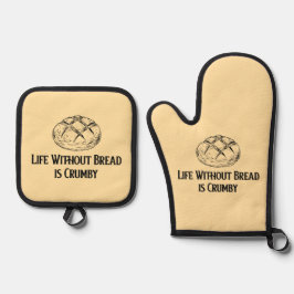 Leben ohne Brot ist Crumby Ofenhandschuh & Topflappen-Set