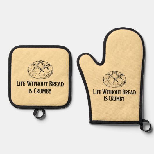Leben ohne Brot ist Crumby Ofenhandschuh & Topflappen-Set (Vorderseite)