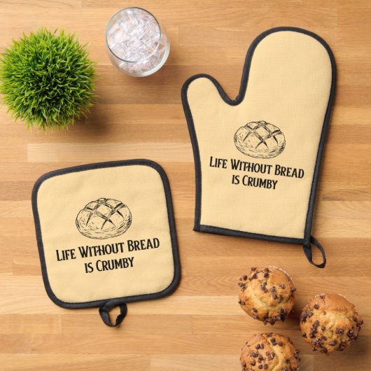 Leben ohne Brot ist Crumby Ofenhandschuh & Topflappen-Set (Oben Unten)