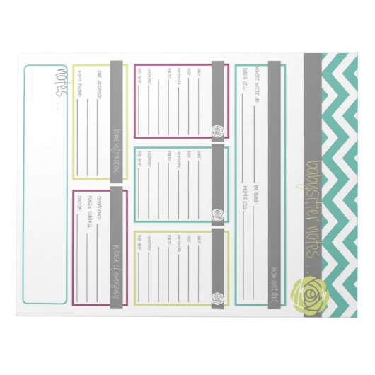 Leben. Organisierter. Anmerkungen zum Babysitter-E Notizblock (Vorderseite)