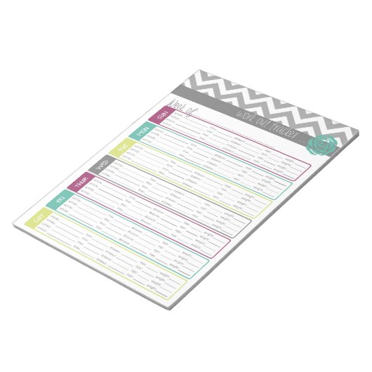 Leben. Organisierter. Workout Tracker Notizblock (angewinkelt)