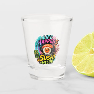 Leben passiert Sushi hilft Schnapsglas