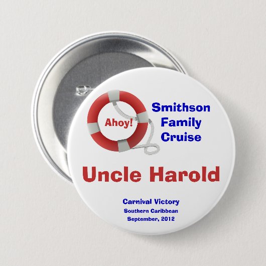 Leben-Ring-Kreuzfahrt-Name-Abzeichen Button (Vorne & Hinten)