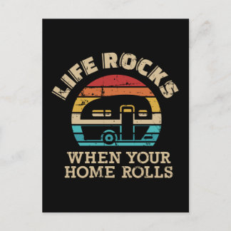 Leben rockt, wenn Zuhause Camping rollt Wohnwagen Postkarte