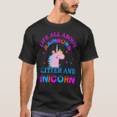 Leben rund um Regenbogen Glitzer und Einhorn T-Shirt (Vorderseite)