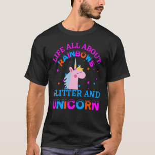 Leben rund um Regenbogen Glitzer und Einhorn T-Shirt