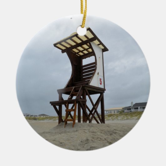 Leben-Schutz-Stand Wrightsville Strand NC Keramik Ornament (Vorne)