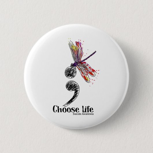 Leben Selbstmord Bewusstsein Farbenfrohe Libelle Button (Vorderseite)