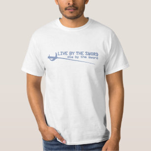 Leben Sie durch Klinge die durch Klingestahlblau-T T-Shirt
