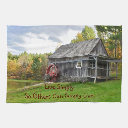 Leben Sie einfach alte Mühle Geschirrtuch (Horizontal)