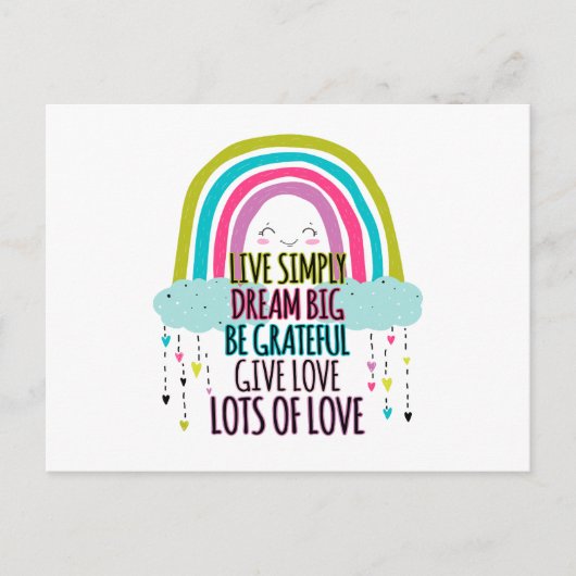Leben Sie einfach träumen Big Be Dankbarkeit geben Postkarte (Vorderseite)