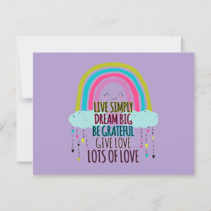 Leben Sie einfach träumen Big Be Dankbarkeit geben Postkarte