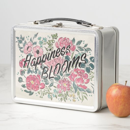Leben Sie Glück-der Blüte in der Blüten-| Metall Brotdose (Beispiel)