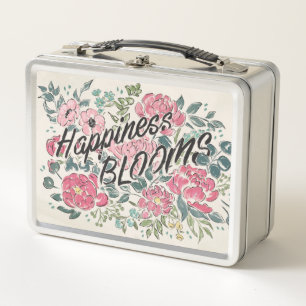Leben Sie Glück-der Blüte in der Blüten-  Metall Brotdose