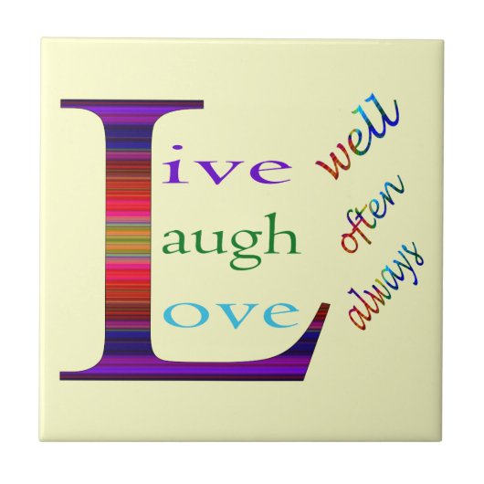 Leben Sie gut, lachen Sie oft, Liebe immer von STa Fliese (Vorderseite)