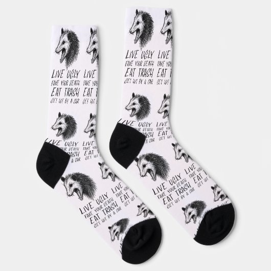 Leben Sie hässlich Fake Ihr Tod essen Müll Funny O Socken (Rechts)