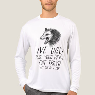 Leben Sie hässlich Fake Ihr Tod essen Müll Funny O Tri-Blend Shirt