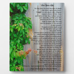 Leben Sie Ihr Leben, Chef-Tecumseh-Plakette Fotoplatte