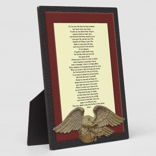 Leben Sie Ihr Leben, Chief Tecumseh Goldadlerplake Fotoplatte (Seite)