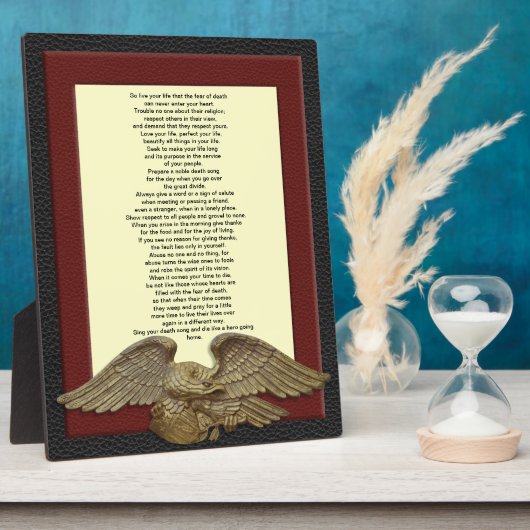 Leben Sie Ihr Leben, Chief Tecumseh Goldadlerplake Fotoplatte (Seite)