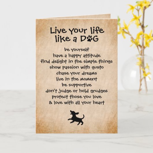Leben Sie Ihr Leben... Dog Karte (Gelbe Blume)