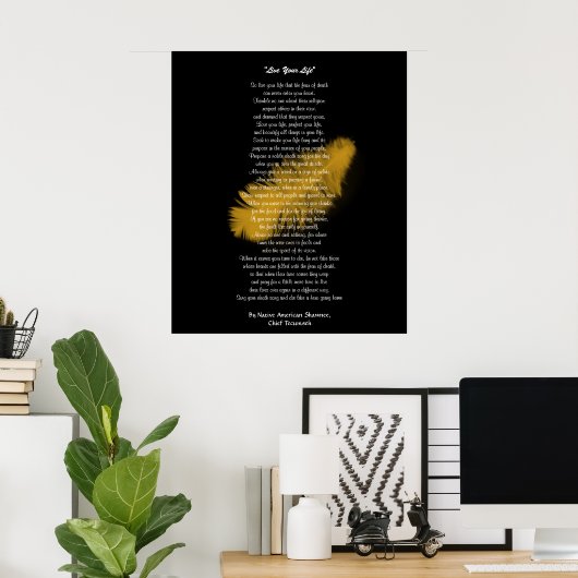 "Leben Sie Ihr Leben" Goldene Feder von Chef Tecum Poster (Heimbüro)