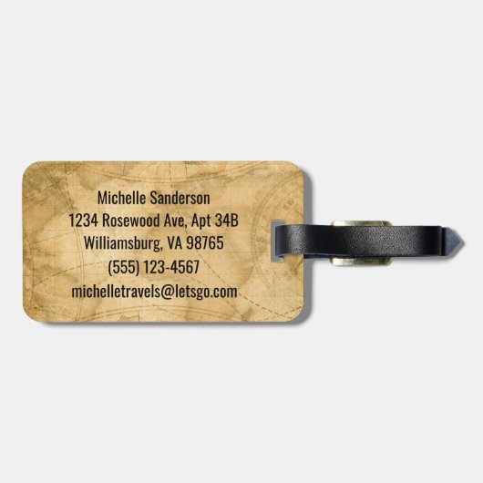 Leben Sie Ihr Leben mit einem kompassem, maßgeschn Gepäckanhänger (Rückseite horizontal)