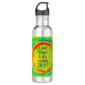 Leben Sie Ihr Leben mit Zest Psychedelic Pop Art Edelstahlflasche (Vorderseite)