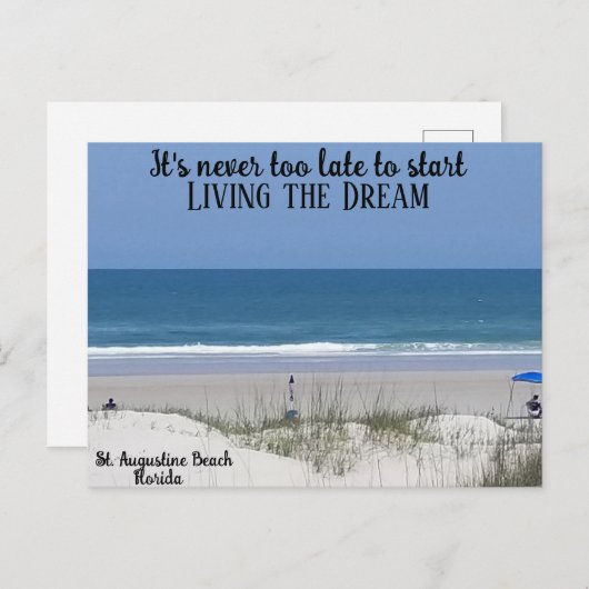 Leben Sie Ihren Traum am Strand Postkarte (Vorne/Hinten)