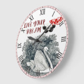 Leben Sie Ihren Traum wie Swan Große Wanduhr (Winkel)