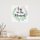 Leben Sie im Moment Jasmine Wasserfarbenflora Poster (Küche)
