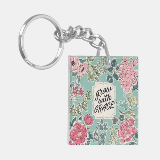 Leben Sie in Blüte | wachsen mit Anmut Schlüsselanhänger (Vorderseite links)