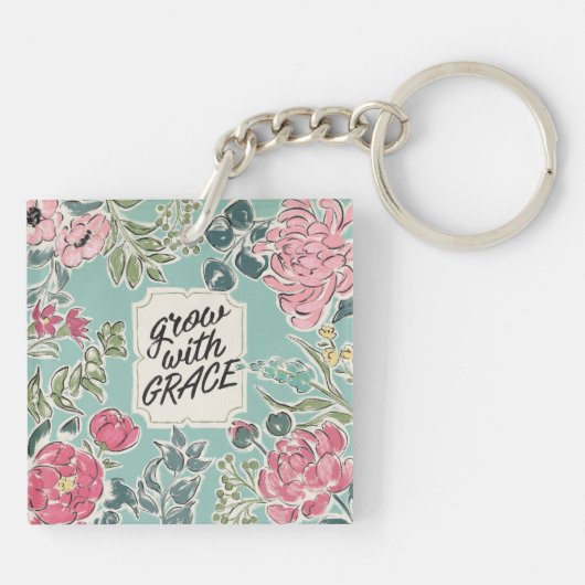 Leben Sie in Blüte | wachsen mit Anmut Schlüsselanhänger (Rückseite)