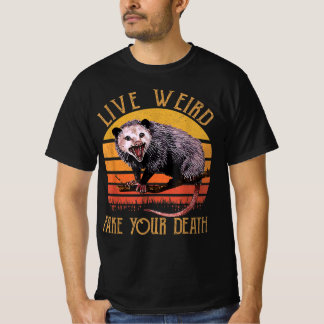 Leben Sie komisches Fake Ihr Tod Opossum Ugly Katz T-Shirt
