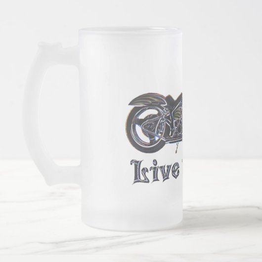 Leben Sie, um Neonmotorrad-Bier-Tasse zu reiten Mattglas Bierglas (Links)