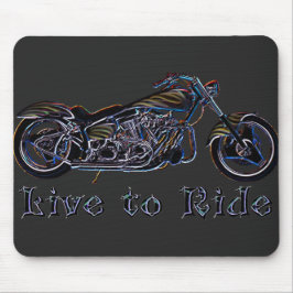 Leben Sie, um Neonmotorrad Mousepad zu reiten