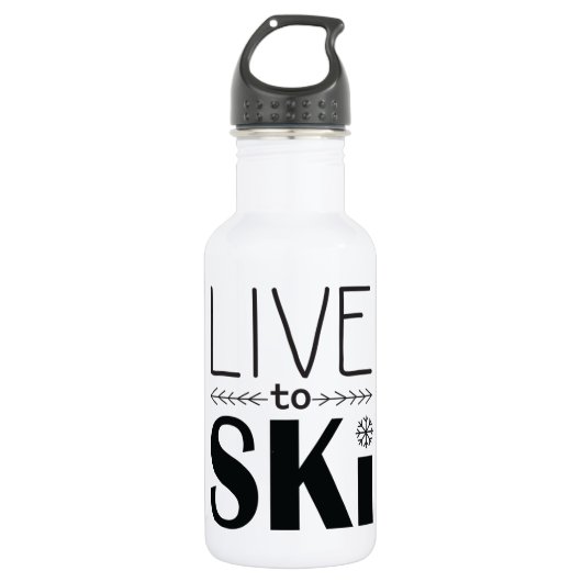 Leben Sie, um Ski zu fahren Wasserflasche (Vorderseite)