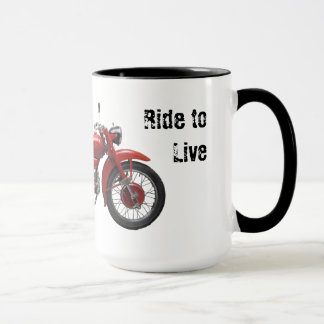 Leben Sie, um Vintage Tasse zu reiten