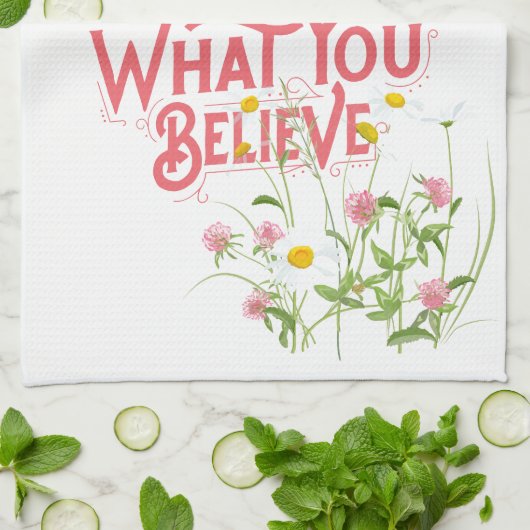 Leben Sie, was Sie glauben, Zitat Lila trocken Blu Geschirrtuch (Gefaltet)