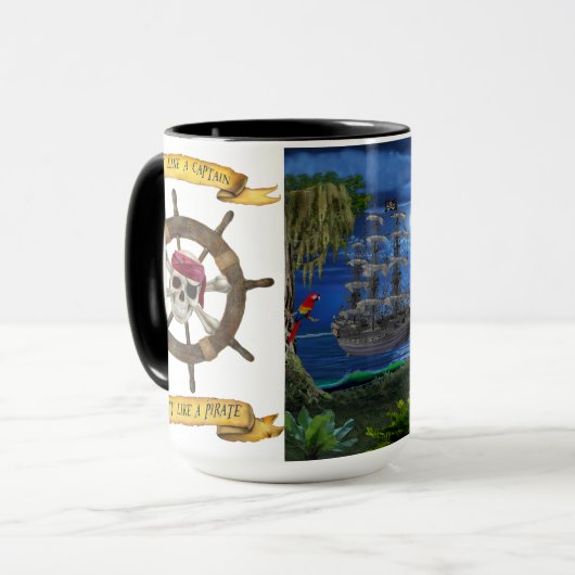 LEBEN SIE WIE EIN KAPITÄN PARTY LIKE A PIRATE TASSE (Vorderseite Links)