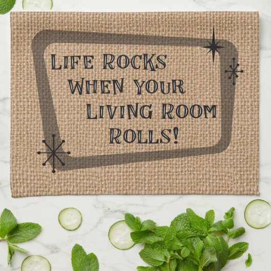 Leben stürzt, wenn Ihr Wohnzimmer rollt, RV Spaß Geschirrtuch (Gefaltet)