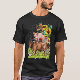 Leben Über Balance Bauernhof Kuh Schwein Ziege Huh T-Shirt