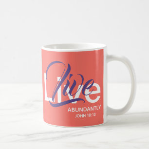LEBEN ÜBER John 10 Coral Scripture Christlich Kaffeetasse