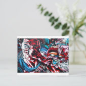 Leben und Tod. Graffiti an der texturierten Wand. Postkarte (Stehend Vorderseite)