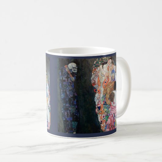 Leben und Tod, Gustav Klimt-Tasse Kaffeetasse (VorderseiteRechts)