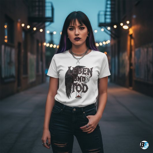 💀 "Leben und Tod" Raven Hourglass Gothic T-Shirt