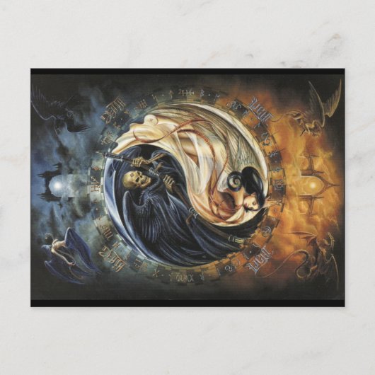 Leben und Tod Yin Yang Postcard, spirituell Postkarte (Vorderseite)